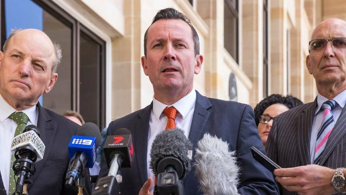 Roe MP Graham Jacobs campaigning for legislation to scrap the time limit for child sex abuse victims to sue their attackers. With opposition leader Mark McGowan. Photo: Supplied.