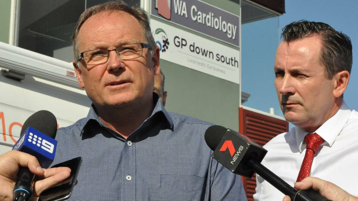 Mandurah MP David Templeman and opposition leader Mark McGowan announce Labor will fund the 3-Tier Youth Mental Health Program if they win government. Photo: Kate Hedley.