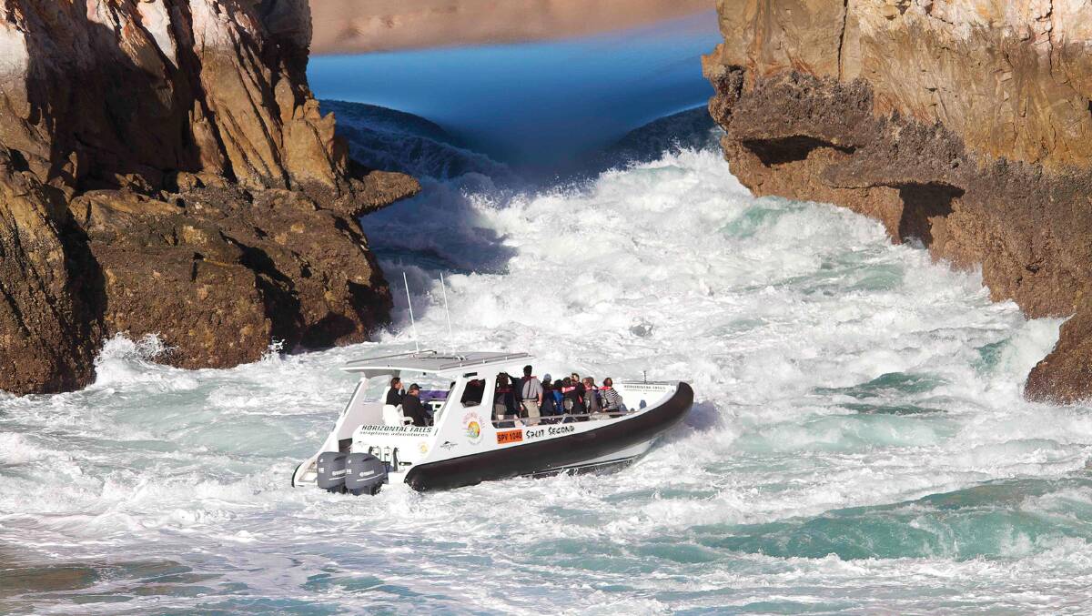 APT guests embark on a high-powered boat ride at Kimberley’s Horizontal Falls.
