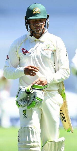Disappointed: Australian No.3 Usman Khawaja fell to spin bowling yet again. Photo: AAP