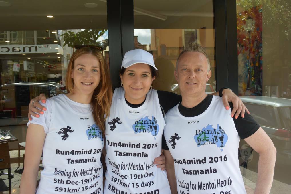 Run4mind: Rachael Laycock, Vanessa Heuser, and Adrian Middleton form the Tasmanian Run4mind team. Picture: Lucy Stone