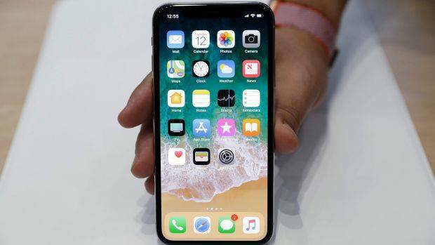 The new iPhone X has no Home button and is almost entirely screen on the front. Photo: AP