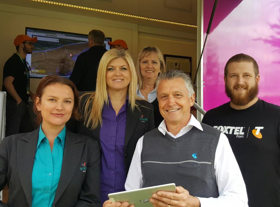 Vivid Travel consultant Moira Cameron, manger Catrina Dale, Busselton Land and Estate consultant Robyn Ramirez, Telstra specialist Brian Cross and Jarrad McGuire.