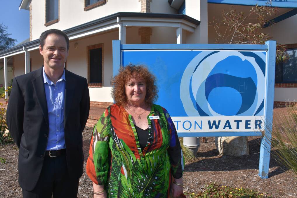 Busselton Water board deputy chairperson Matt Walker with newly appointed board member Christine Kershaw.