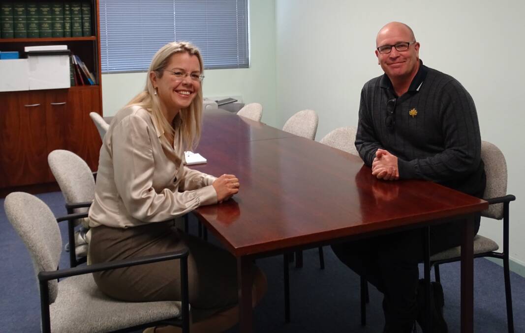 Vasse MP Libby Mettam with St John of God South West Community Alcohol and Drug Service manager Jon Farr