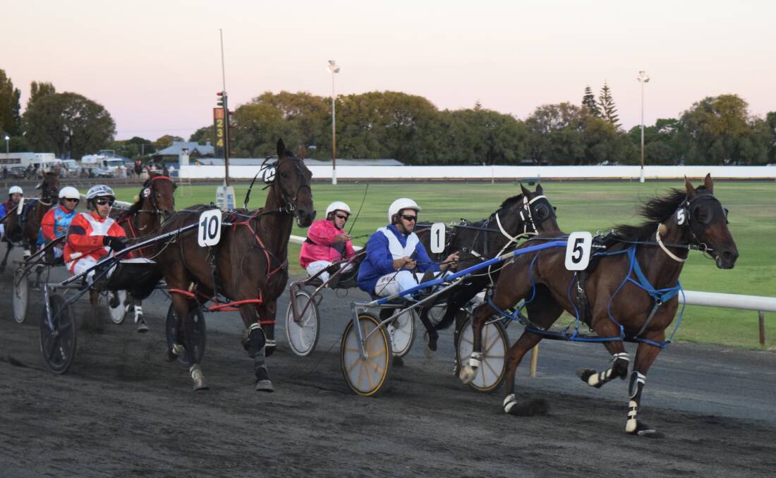 Te Rauparaha NZ was leading in front of Bolshevic which went on to finish in second place during race three at the Busselton Trots on Monday at Churchill Park.	