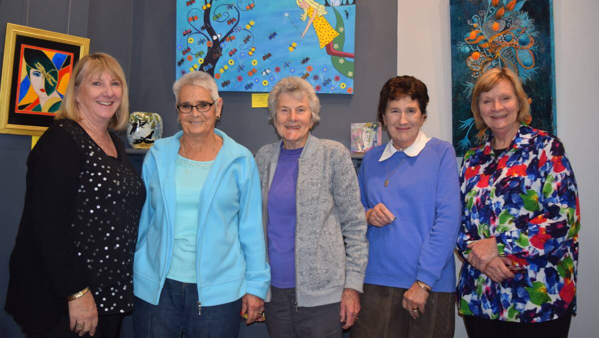Busselton Art Society members Joanne Mitchell, Aileen Alder, Daphne Preston, Marg Etridge and Kaye Butherway have their work on display at the exhibition which celebrates the season of spring.