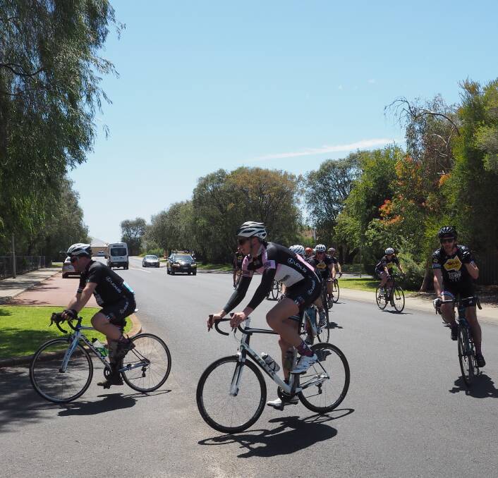 The Tour de Cure riders making their way to Busselton Primary School.