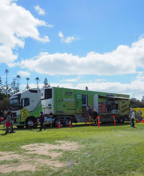 The Australian Trucking Association's Safety Truck set up shop at the Busselton Rotary Markets on Saturday. It saw 1100 market-goers walk through it. Photos by Lily Yeang.