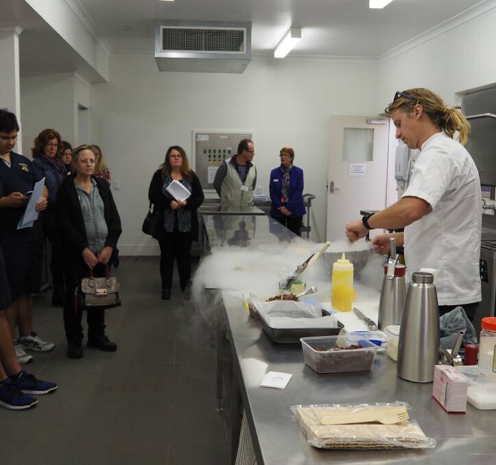 Food by the Chef's George Cooper showing Busselton Senior High School students and parents how to make a chocolate dessert in the TTC kitchen. Photo by Lily Yeang.