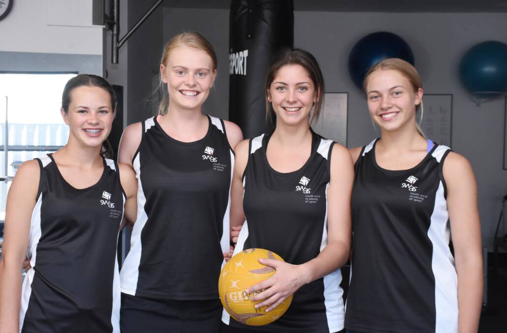 South West Academy of Sport netball players Elycce Webb, Riley Culnane, Shantelle Tassone and Jessica Repacholi are preparing to play for WA in an Under-17 team at the upcoming national netball championships in Canberra.

 