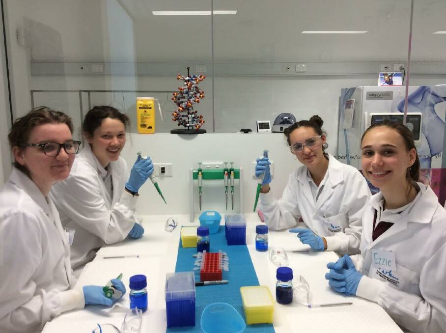 Scientists in the making: Elke Weinert, Arani Mazzoleni, Tatiana Swan and Ezabella Ullinger spend the day working with real DNA. 