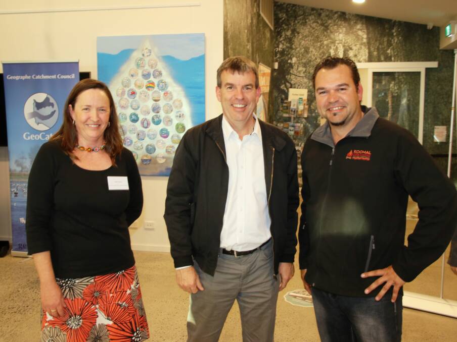 Dr Kath Lynch, Minister for Water Dave Kelly and Josh Whiteland.
