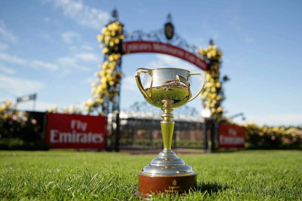 The Melbourne Cup on display at Flemington Racecourse. Photo: Getty Images. 