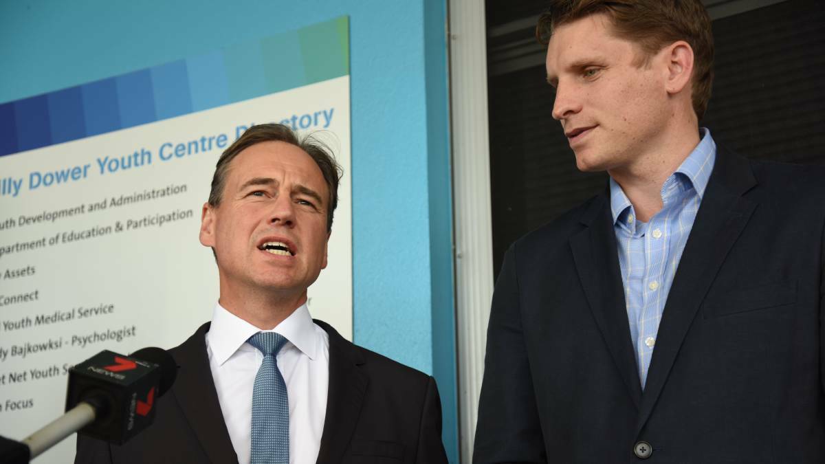 Federal health minister Greg Hunt and Canning MP Andrew Hastie announce headspace facility for Mandurah. Photo: Marta Pascual Juanola.