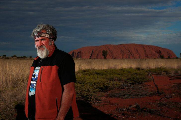 Portrait of Sam Backo, former professional rugby league player and son of former chairwoman of the Council for Aboriginal Reconciliation, Evelyn Scott, at Uluru on Thursday 25 May 2017. fedpol Photo: Alex Ellinghausen