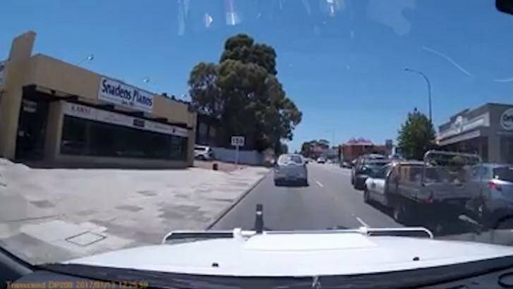 The close call happened on Stirling Highway with lots of cars on the road. Photo: Dash Cam Owners Australia