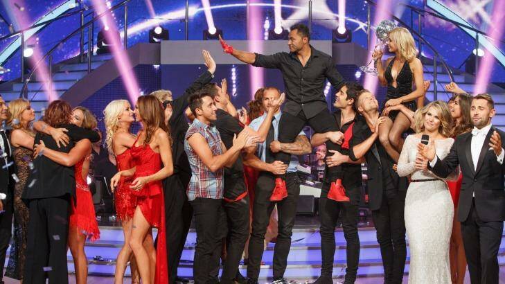 High five: David Rodan with the cast of <b>Dancing with the Stars</i>.