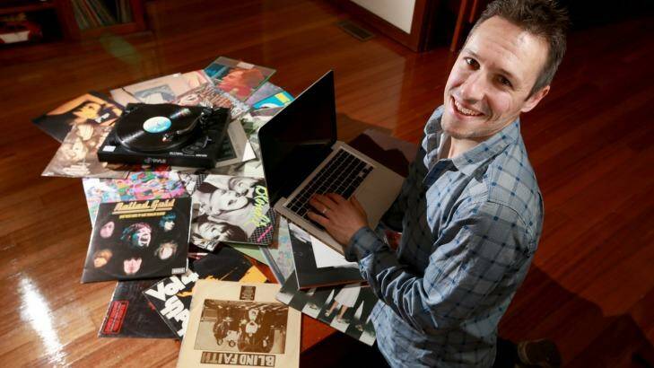 Retailer Bill McWilliams at home in Melbourne. McWilliams has started accepting the digital currency bitcoin as payment for vinyl records. Photo: Wayne Taylor