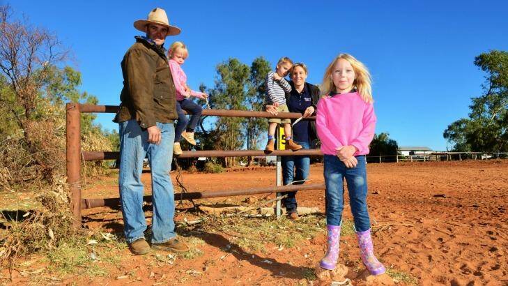 Bailey Brooks with her family at the Lilla Creek station 400 kilometres outside of Alice Springs. Photo: Jace Armstrong	
