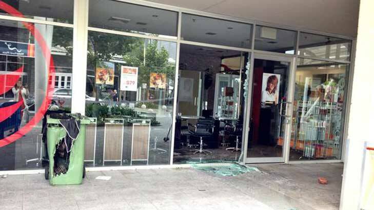 The damaged salon after the suspected arson attack. Photo: Nine News