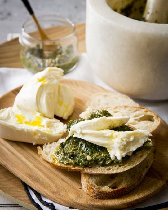 Karen Martini's pesto - great with lamb, tossed with pasta or gnocchi or slathered straight on bread with goat's cheese or ricotta <a href="http://www.goodfood.com.au/good-food/cook/recipe/karen-martinis-pesto-20140128-31jui.html"><b>(recipe here).</b></a> Photo: Marcel Aucar