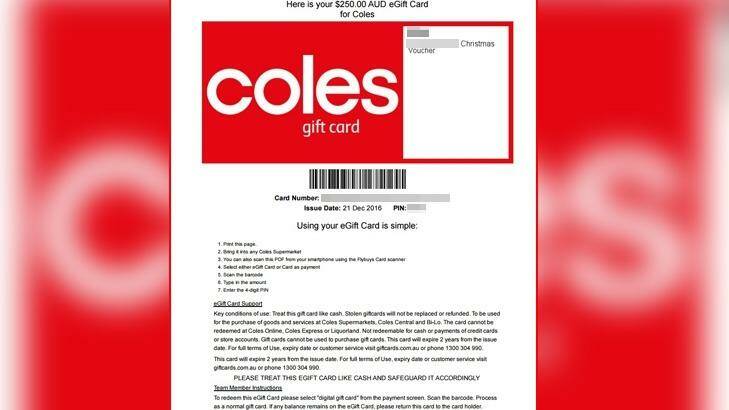 Some of the vouchers, like this one, only allowed the recipient to use the money at Coles.