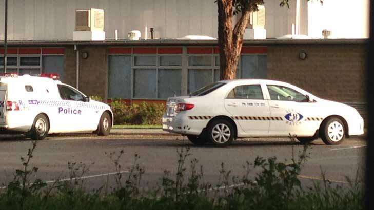 Police vehicles outside Roseworth Primary School this morning. Photo: Kelly Williams - Nine News
