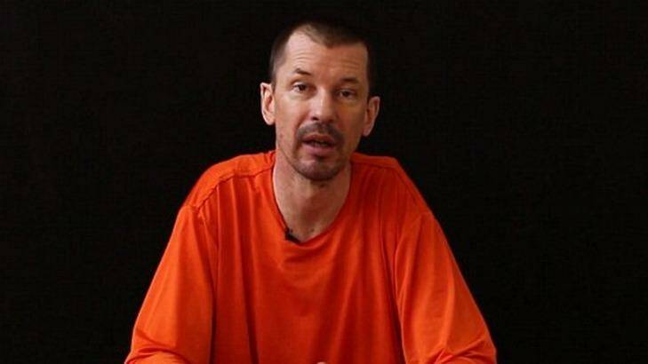 John Cantlie  in a video created by an Islamic State media arm. Photo: supplied