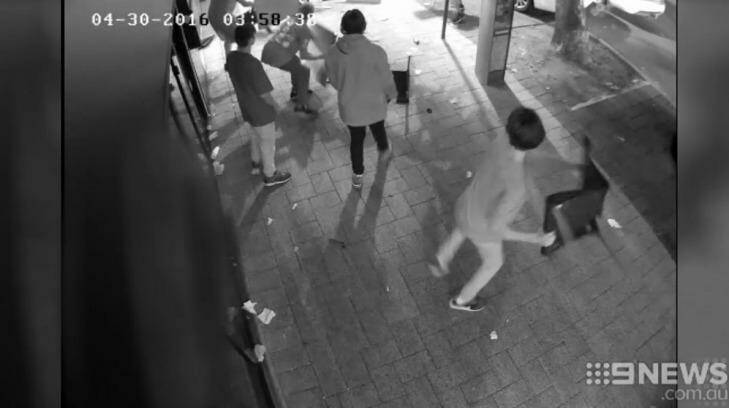 CCTV footage shows chairs being thrown. Photo: Channel Nine News