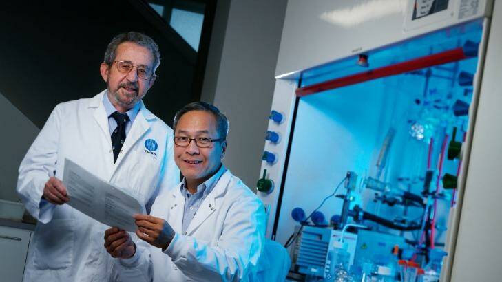 CSIRO researchers Dr San Thang (right) with Dr Ezio Rizzardo Photo: Eddie Jim
