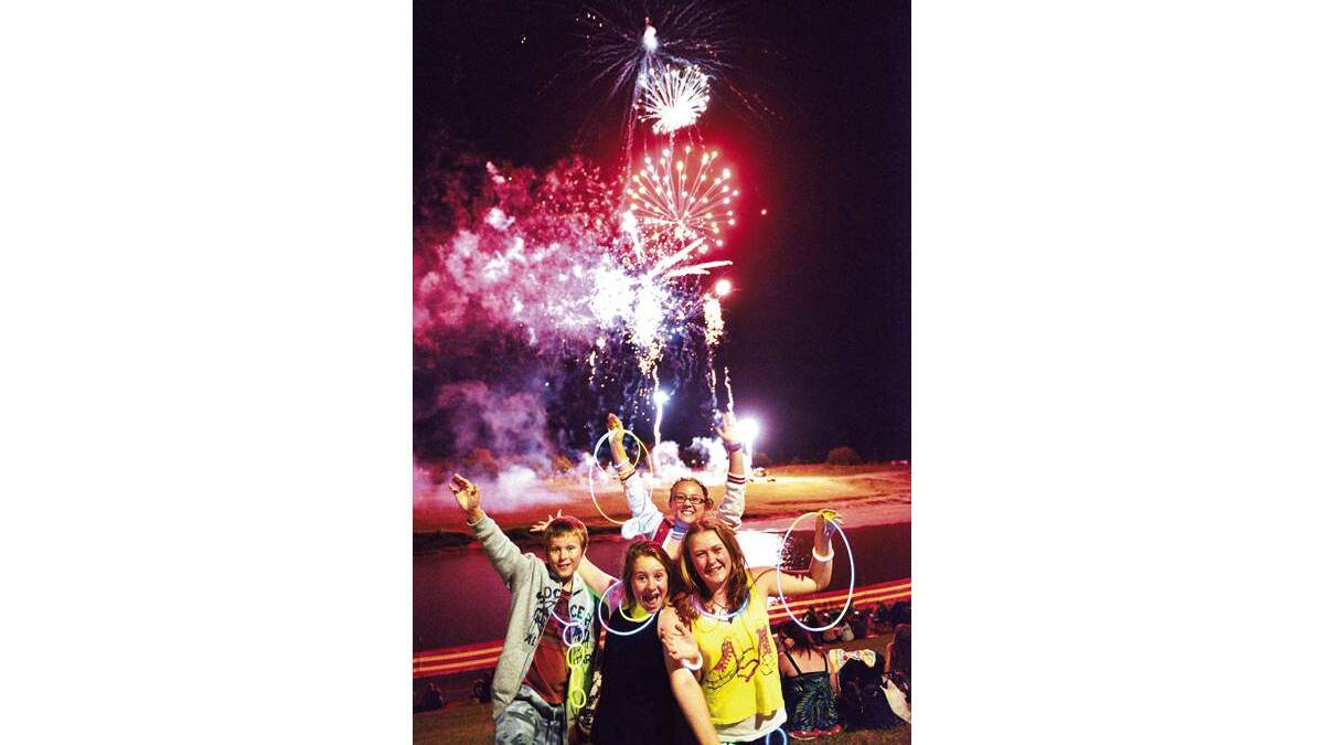 MAITLAND: Tom Perry, Josie Murphy, Drew Kell and (back) Bree Perry at the new year's fireworks along the banks of the Hunter River at Maitland.