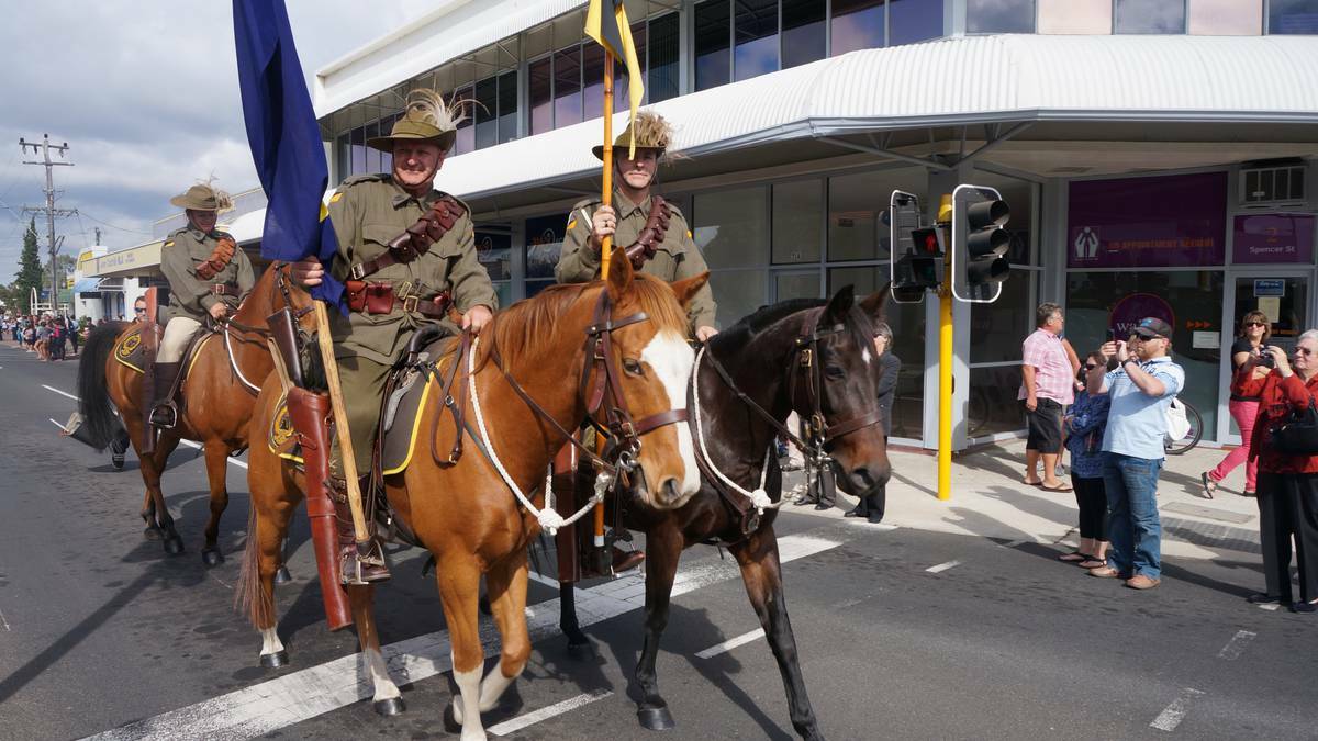 The streets were lined with onlookers keen to see Bunbury's Anzac Day Parade leave the RSL and march towards the Graham Bricknell Music Shell. Photo: Shanelle Miller/Bunbury Mail.