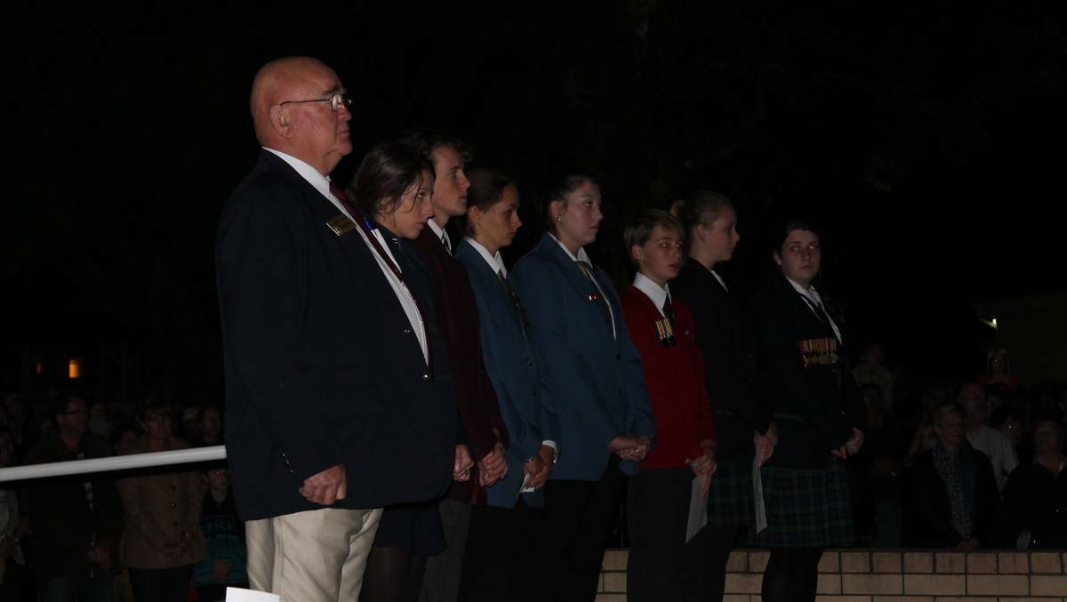Representatives from each of the Busselton high schools read out the names of the fallen at the Anzac Day dawn service. Photo: Busselton-Dunsborough Mail.