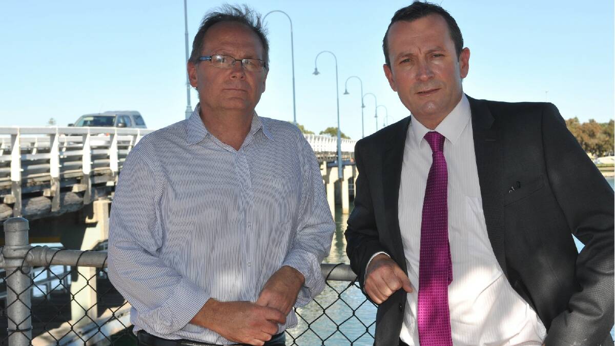 Mandurah MLA David Templeman and Opposition leader Mark McGowan have concerns over the funding for the old traffic bridge. Photo: Kate Hedley/Mandurah Mail.