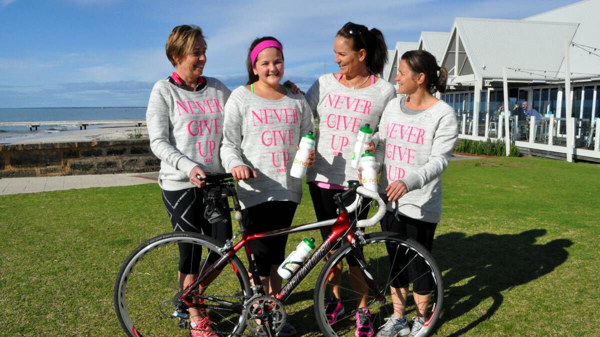 Never give up: Connie Watson, Deni and Carmen Atkinson and Elaine O’Brien are ready to take on the 200 kilometre ride.