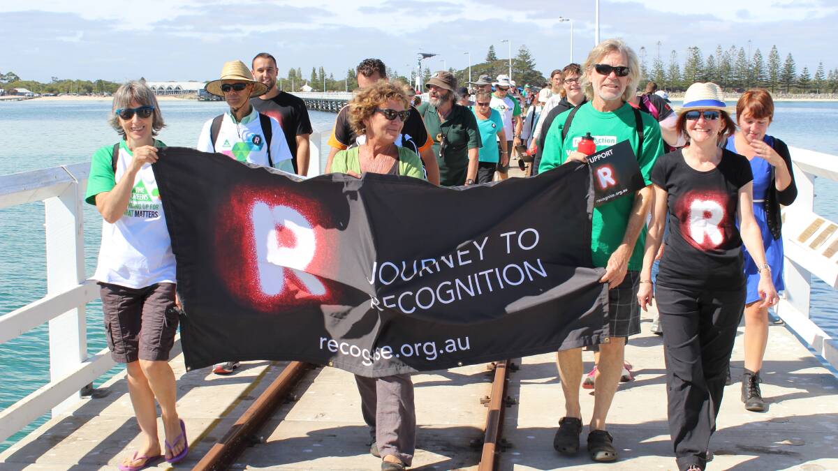 Local Greens members and Greens Senator Rachel Siewert lead the Journey to Recognition
