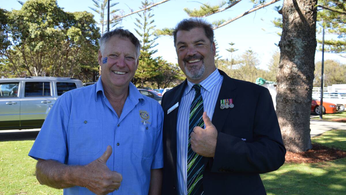Thumbs up: Busselton Rotary Club president Trevor Fisher and City of Busselton deputy mayor Grant Henley soak up the Australia Day festivities.