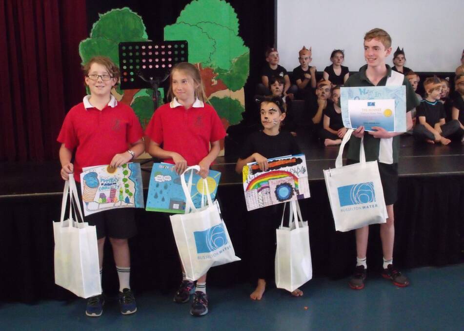 Water wise winners: Lindsay Ward, Ryan O’Neill, Shayla Durell and Lewis Fuller Hill with their winning posters.