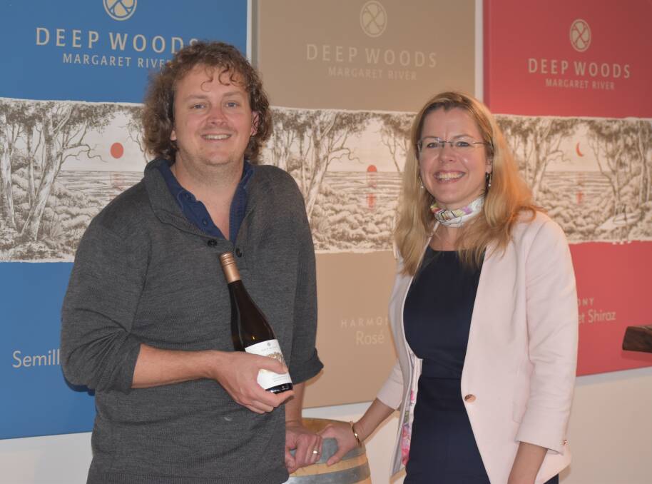 Australia's best chardonnay: Deep Woods Estate chief winemaker Julian Langworthy with Vasse MP Libby Mettam.
