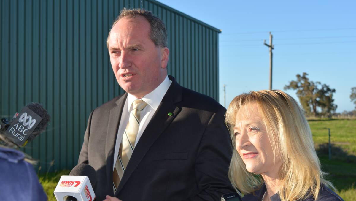 Agricultural minister Barnaby Joyce was in the South West on July 15 to talk about the white paper. He is pictured with federal member for Forrest Nola Marino.