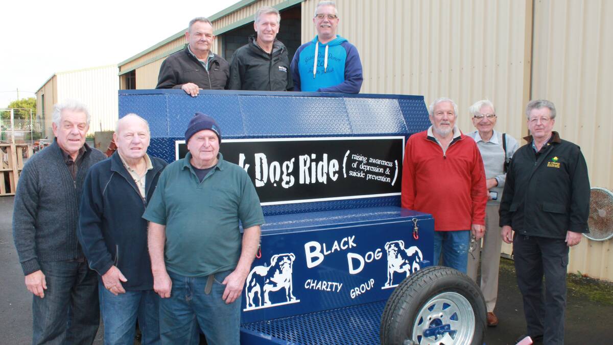 Five South West Freemason lodges were happy to help out the Black Dog Ride through funding a trailer. Pictured is Freemason members David Andrews, Bob Robinson, Lindsey Belotti, Les Sinden, Chas Burking, Mike Berryman, Les James, Black Dog Ride founder Steve Andrews and Peter Druskovich.