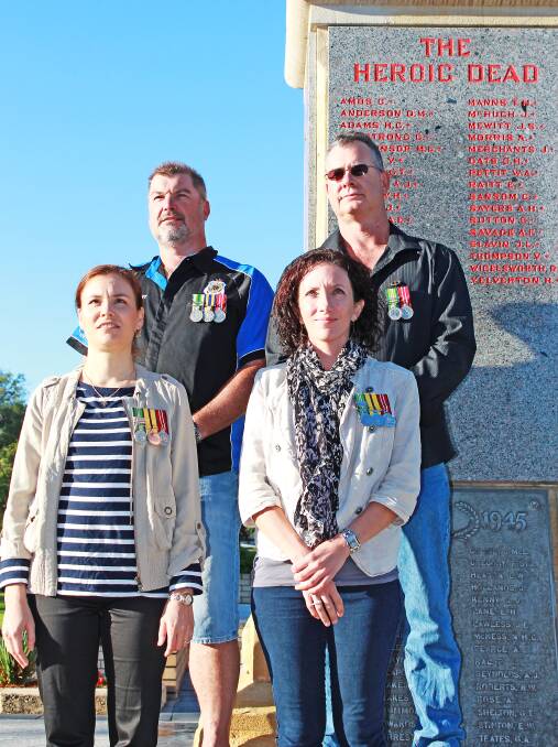 Post Vietnam War veterans Grant Henley, Greg Evans, Melanie Sorokine and Kylie Cruikshank will be leading the march on ANZAC day.