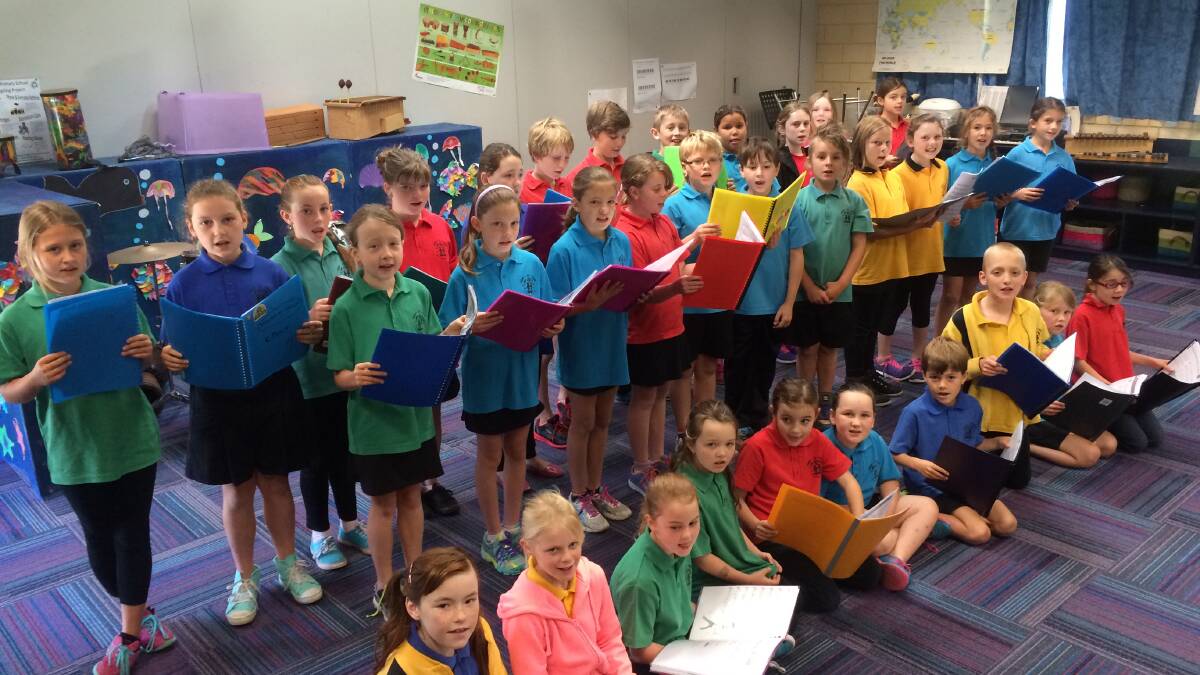 The Junior Choir at Capel Primary School rehearsing for the big performance.