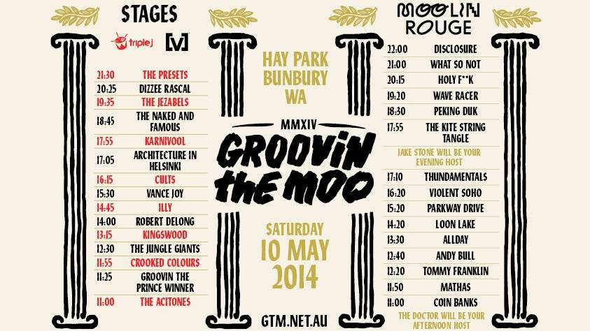 Groovin’ the Moo set times released