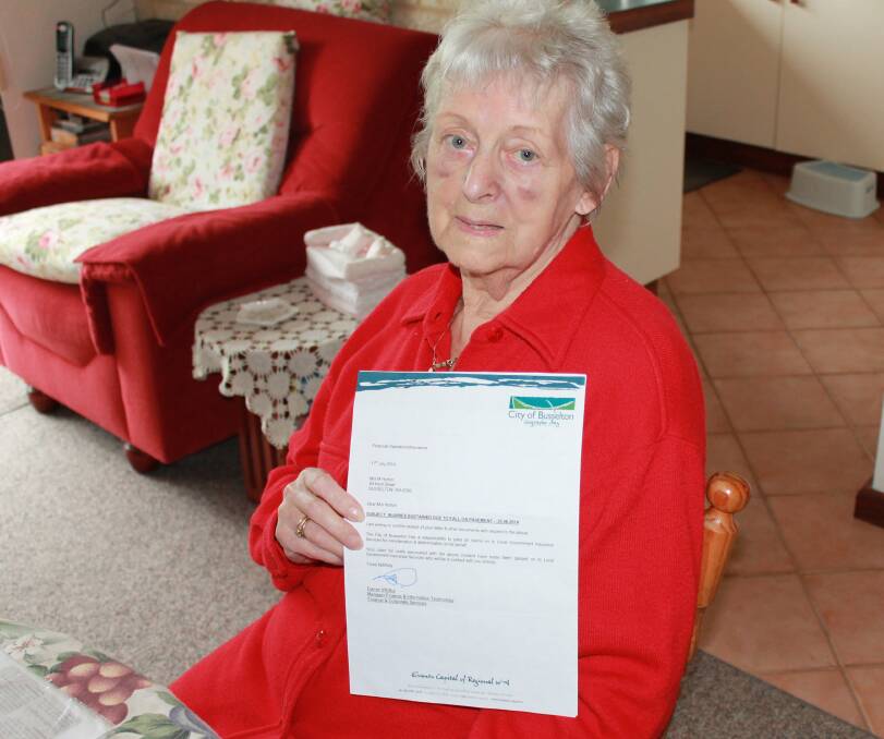 On the mend: Busselton senior Margaret Horton said despite her disappointment in the City of Busselton for not covering her dentist bill after a bad fall last month, she is on the road to recovery. 