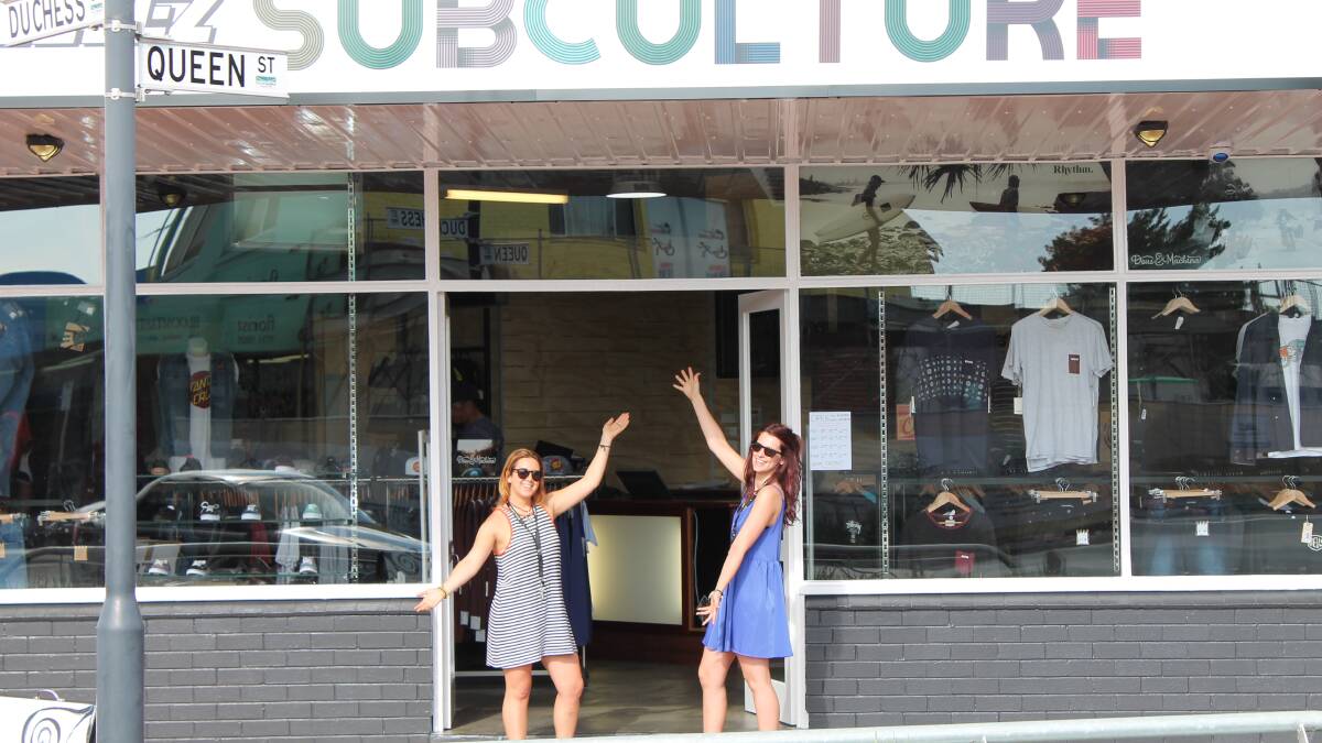 Now open: Tijuana Rocco and Chelsea McKeich outside the new Hilzeez Subculture store in Busselton. 