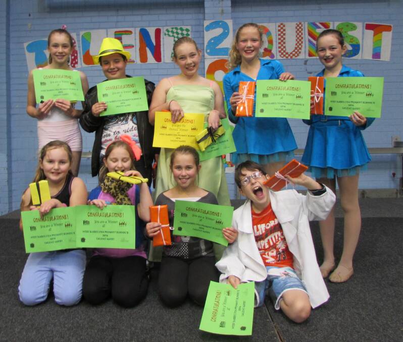 Talented: West Busselton Primary School students Tegan, Savio, Baylea, McKayla, Sophie, Emma, Maddi, Ava and Deven performed in the Talent Quest at the end of term. 