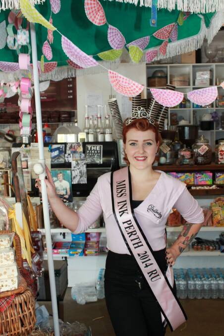 Prize winning ink: Dunsborough pinup girl Miss Millie Minx was placed runner up in the Miss Ink Perth 2014 competition and will travel to Melbourne in December. 
