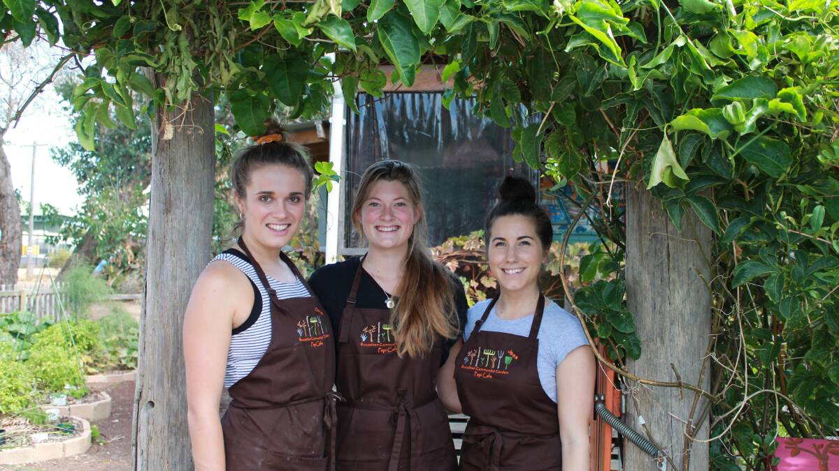 Fresh faces: Chloe Mackenzie, Taela Old and Jess McCamish are just some of the new faces at Pepi Café in the Busselton Community Gardens. 